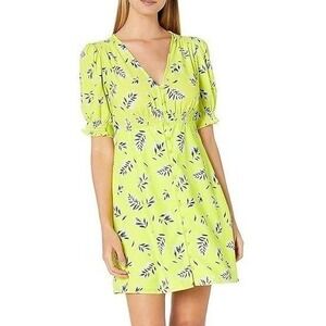 French Connection NEW Womens Smocked Mini Dress 2 Lime Green Floral Spring Event